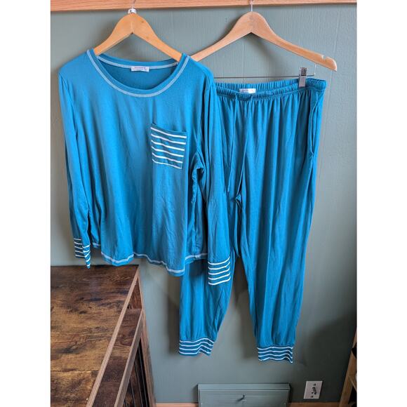 XL Ekouaer Blue Jogger Pajama Set - Picture 1 of 4